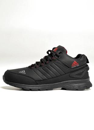 Кроссовки мужские зимние черный adidas gore-tex winter black red термо на меху натуральный нубук2 фото