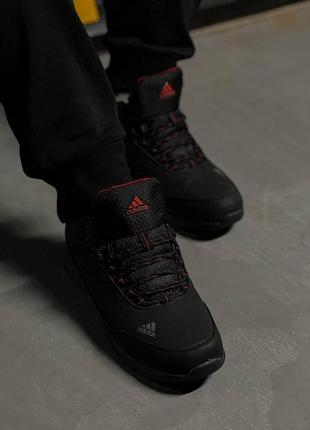 Кроссовки мужские зимние черный adidas gore-tex winter black red термо на меху натуральный нубук9 фото