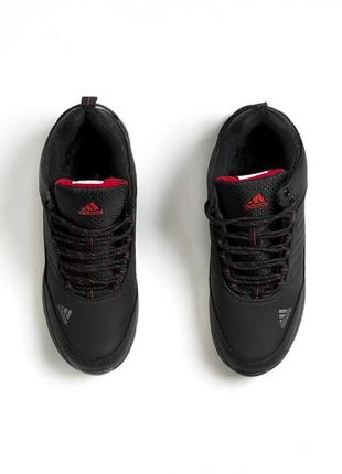 Кроссовки мужские зимние черный adidas gore-tex winter black red термо на меху натуральный нубук5 фото