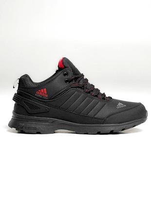 Кроссовки мужские зимние черный adidas gore-tex winter black red термо на меху натуральный нубук1 фото