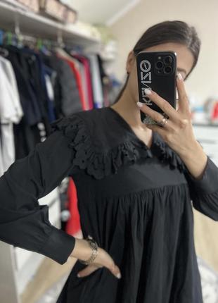 Платье платье с воротником воротником стильное черное платье zara