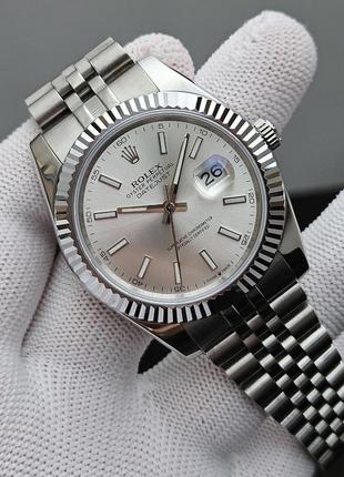 Швейцарские часы rolex datejust silver-white