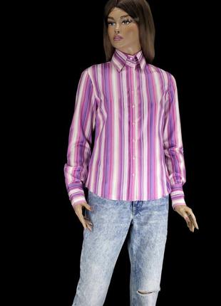 Новая хлопковая рубашка "hawes & curtis" в полоску, uk10/eur38.6 фото