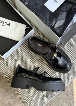 Лоферы туфли на платформе celine глянцевая кожа
