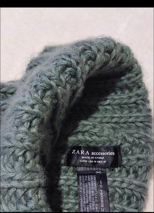 Шапка бини zara m (25 см) с подворотом. объемная вязка.2 фото