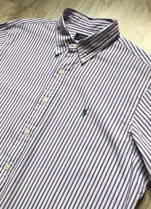 Мужская классическая рубашка в полоску сдлинным рукавом polo ralph lauren classic fit3 фото