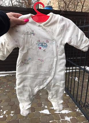 Фото 170 ++ теплий щільний чоловічок усередині хб підкладка mothercare 0-3 місяці