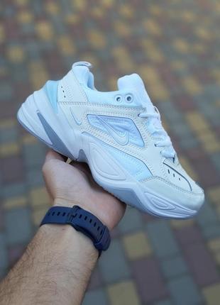 Nike m2k tekno белые с серым кроссовки женские кожаные топ качество найчно осенние весенние демисезонные демисезонные низкие кожа