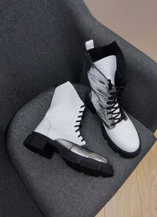Серебро + белый кожаные ботинки низкие сапоги много цветные по выбору3 фото