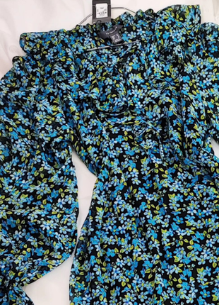 Чорна сукня міді в блакитні квіточки primark2 фото