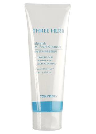 Пенка для умывания для проблемной кожи tony moly three-herb blemish ac foam cleanser, 150 мл1 фото