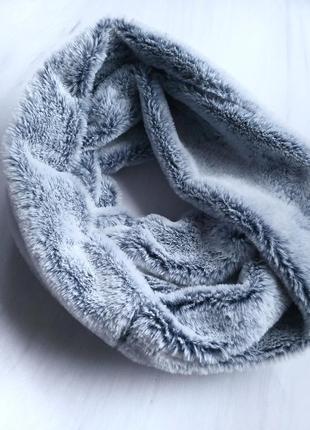 Шарф-хомут на шею осень-зима женский меховый без бренду 23х41 см. серый6 фото