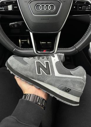 New balance 574 dark gray white reflective