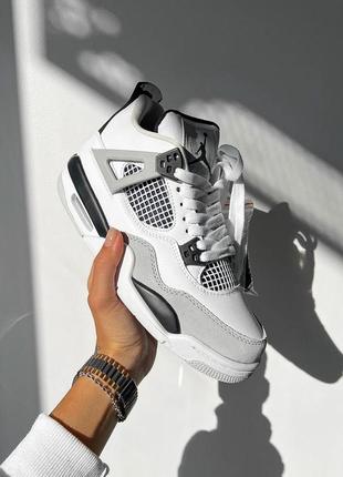 Крутые кроссовки nike air jordan 4 retro military black premium белые с чёрным унисекс 36-45 р