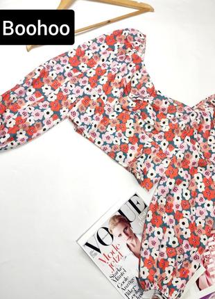 Блуза жіноча коротка в квітковий принт від бренду boohoo 10