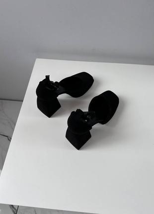 Туфли на каблуках с квадратным носком черные2 фото