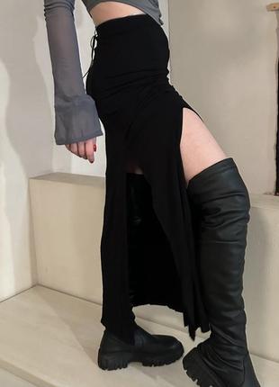 Актуальная черная юбка макси3 фото