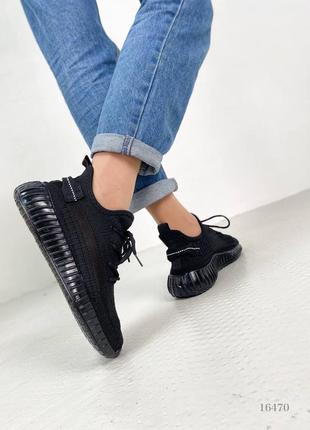 Черные текстильные легкие кроссовки на толстой подошве текстиль10 фото