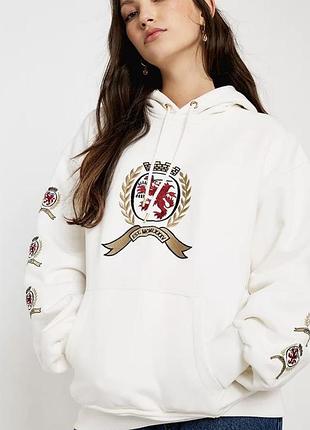 Худі кофта світшот білий tommy hilfiger jeans з лого молочний білий