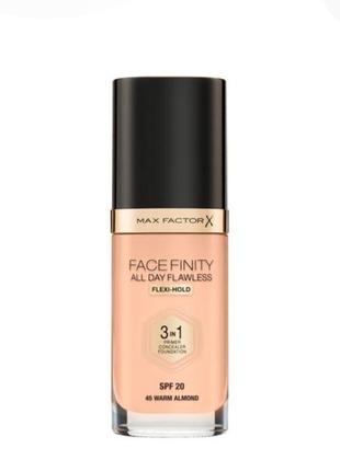 Тональный крем max factor facefinity all day flawless 3in1 foundation no45 warm almond 30 мл