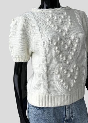 Шерстяной объемный свитер джемпер & other stories cos с коротким рукавом шерсть альпака8 фото