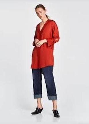 Zara вільний oversize сукня-сорочка brick 2304/7123 фото