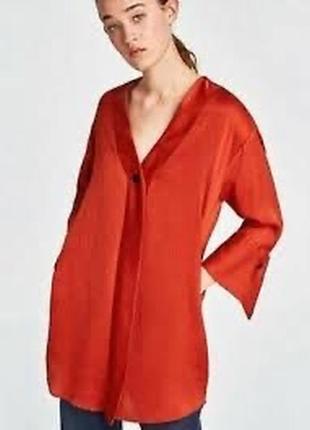 Zara вільний oversize сукня-сорочка brick 2304/7124 фото