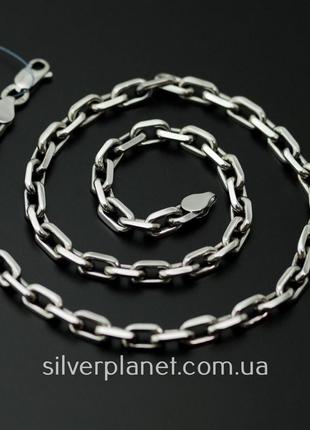 Массивная серебряная цепь якорное плетение. мужская цепочка серебро якорь 78 грамм 60 см6 фото