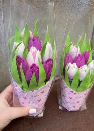 Мыльный букет тюльпанов подарок до 8 марта4 фото