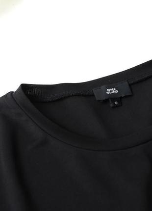 Брендовая черная футболка комбинированная с баской от river island3 фото