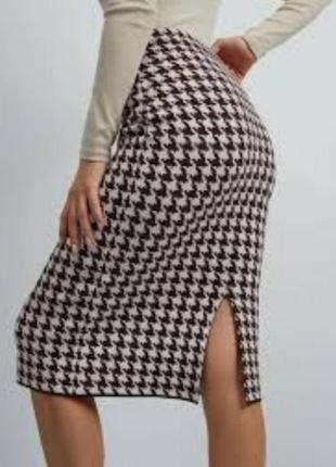 Юбка карандаш из шерсти в гусиную лапку