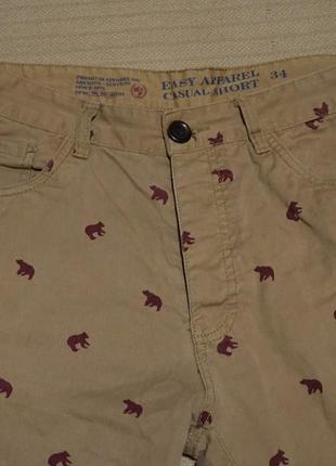 Отличные светло-коричневые х/б шорты с животным принтом easy apparel англия m.2 фото