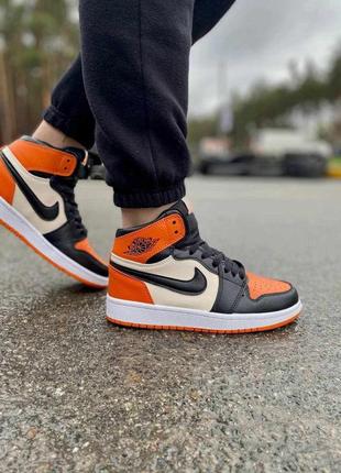 ✅мужские кроссовки ✅nike air jordan retro 1 (orange/white/black)