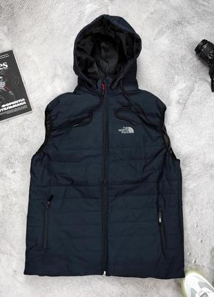 Мужской утепленный жилет tnf темно-синий батал