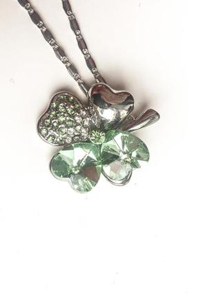 Кулон четырехлистник с сердечек до дня влюбленных валентинка