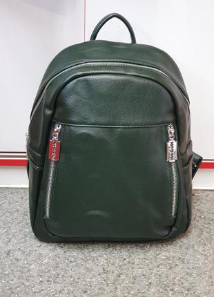 Стильний жіночий рюкзак зеленого кольору з еко шкіри