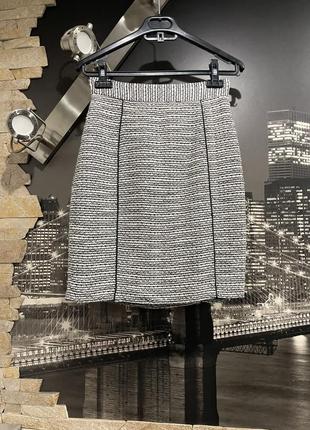 Твидовая мини юбка черно белая качественная h&m1 фото