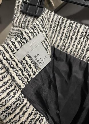 Твидовая мини юбка черно белая качественная h&m6 фото