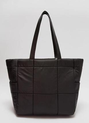Сумка-шоппер чорна стьобана, на підкладці, з 3-ма кишенями. фірмова туреччина2 фото