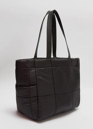 Сумка-шоппер чорна стьобана, на підкладці, з 3-ма кишенями. фірмова туреччина3 фото