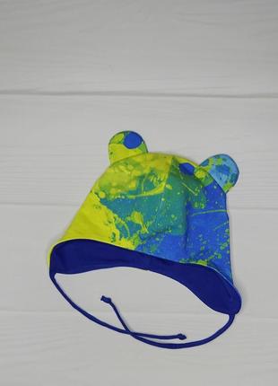 Шапка детская на завязках с ушками демисезонная деми тоненькая