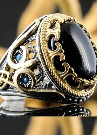 Крупное кольцо перстень с черным камнем, 18 р, новое! арт. 5580