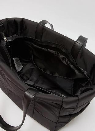 Чорна сумка-шоппер чорна стьобана, на підкладці, з 3-ма кишенями. фірмова туреччина5 фото