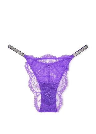 Трусики бразиліани зі стразами lace with shine strap brazilian panty very sexy violet