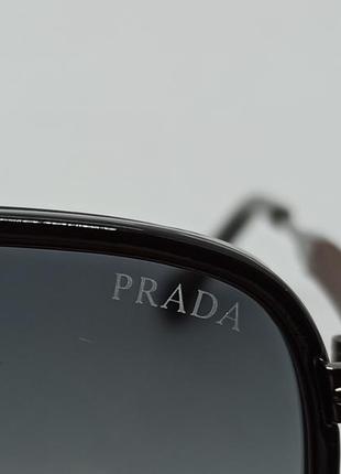 Очки в стиле prada мужские солнцезащитные капли черные в металлической оправе9 фото