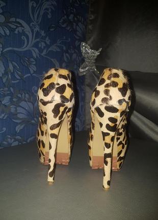 Туфлі леопардові хутро поні4 фото