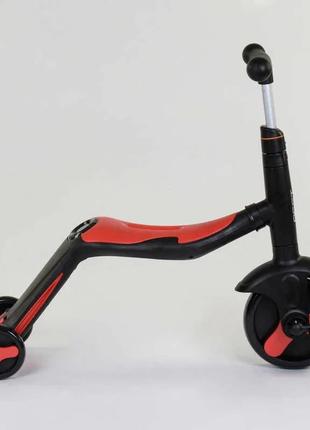 Самокат 3в1 jt 28288 (1) best scooter, самокат-велобег-велосипед, красный, свет, 8 мелодий, колёса pu,3 фото