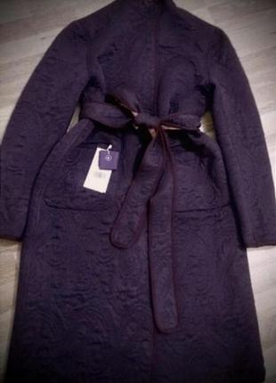 Trussardi original, italy, luxury двустороннняя стеганая трикотажная куртка-пальто с поясом
