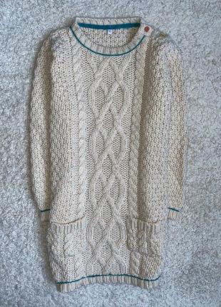 Вязаное платье-туника на 6-7 лет )