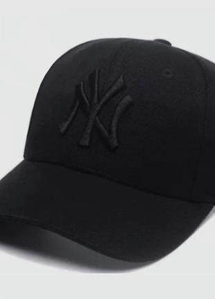 Кепка бейсболка ny нью-йорк (new york) з вигнутим козирком чорний логотип, унісекс new era one size